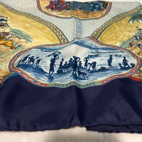 HERMES 34inx34in Scarf or Square Authentic & pre-owned. 100% Silk Made in France